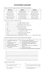 English Worksheet: Future Perfect