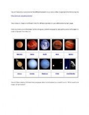 English Worksheet: Edible Solar System