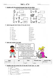 English Worksheet: PERSONAL PRONOUNS AND VERB TO BE (IS - ARE - AM)
