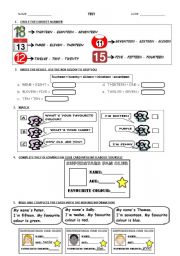 English Worksheet: NUMBERS 11 TO 20, PERSONAL INFORMATION, SIMPLE QUESTIONS