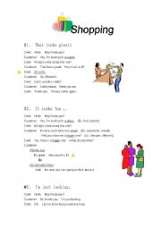 English Worksheet: Shopping Situations dialogues