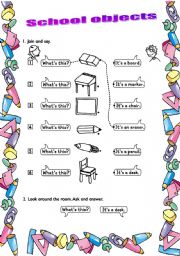 English Worksheet: School objects