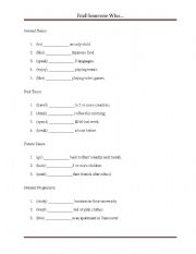 English Worksheet: Find someone who..