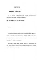 English worksheet: IELTS READING