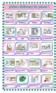 English Worksheet: picture dictionary for places