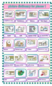 English Worksheet: picture dictionary for places