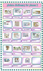 English Worksheet: picture dictionay for places two