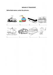 English worksheet: means of transport