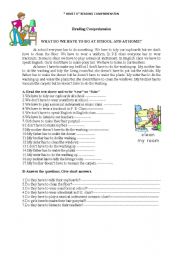 English Worksheet: Have to Reading Comprehension