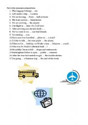 English worksheet: prepositions for the topic 
