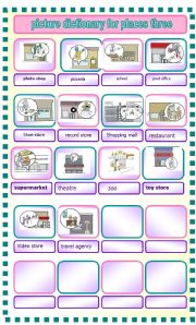 English Worksheet: picture dictionary for places