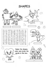 English Worksheet: Name the shapes 