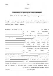 English Worksheet: Prohibition 1920s