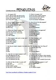 English Worksheet: Penguins listening exercise