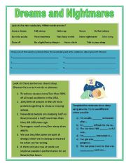 English Worksheet: Dreams and Nightmares