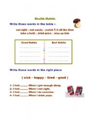 English worksheet: healthy habits