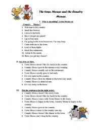 English Worksheet: the town mouse and the country mouse