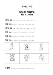English worksheet: SHE - HE