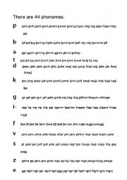 English Worksheet: There are 44 Phonemes