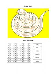 English Worksheet: Snake maze