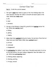 English Worksheet: context clues test