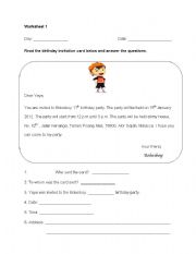 English Worksheet: Birthday (ordinal numbers)