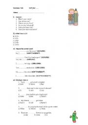 English worksheet: Test: Present Simple, the time