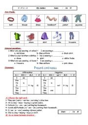 English Worksheet: Clothes, colours and present simple