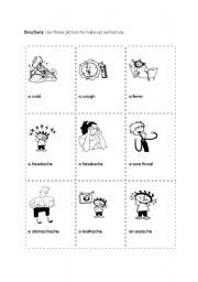 English Worksheet: making sentences about illnesses