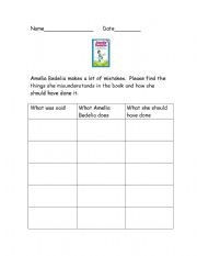 English Worksheet: Amelia Bedelia