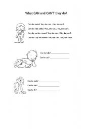 English worksheet: What CAN and CANT they do?