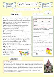 English Worksheet: full term test 