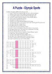 English Worksheet: A Puzzle - Olympic Sports