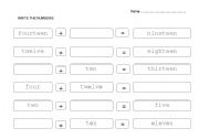 English worksheet: Numbers