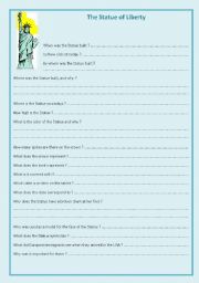 English Worksheet: The Statue of Liberty