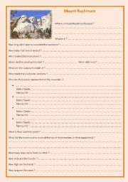 English Worksheet: Mount Rushmore