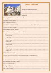 English Worksheet: Mount Rushmore