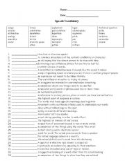 vocabulary quiz speech worksheets general worksheet
