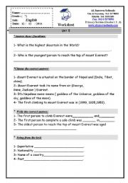 English worksheet: Tips of questions