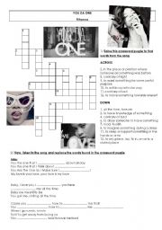 English Worksheet: Rihanna - You Da One