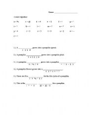 English Worksheet: Life Cycle of  a Pumpkin Decoder