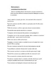 English Worksheet: Restaurant conversation practise