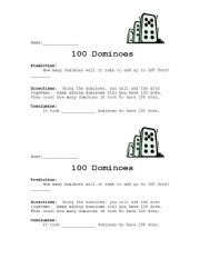 English worksheet: 100s Day Domino Activity