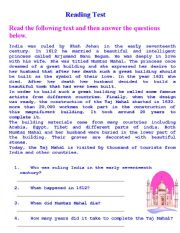 English Worksheet: India