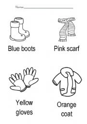 English Worksheet: color the clothes!