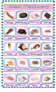 English Worksheet: meat pictionary