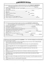 English Worksheet: COMPARISON REVIEW