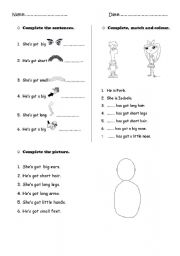 English worksheet: Evaluation