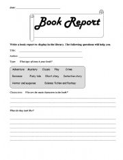 English worksheet: book report