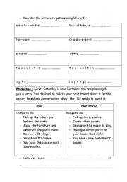 English worksheet: Birthday  8th form